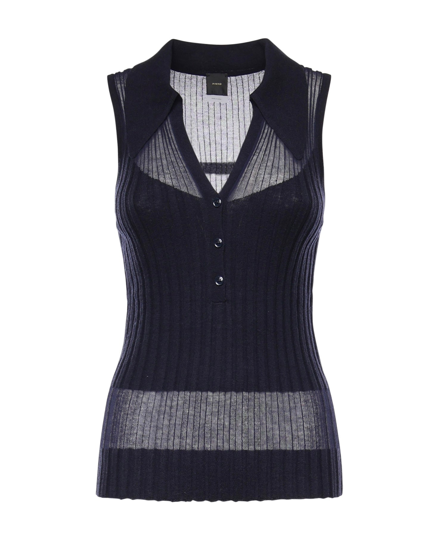 Canotta a polo in maglia a coste 106318 A34BG56 PINKO 