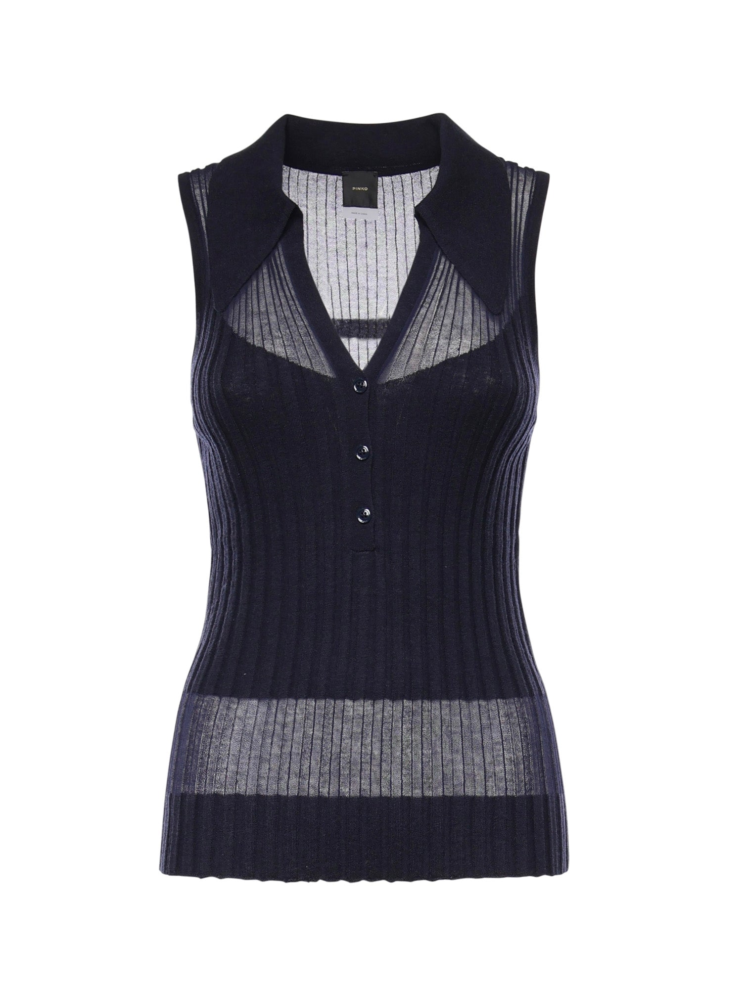 Canotta a polo in maglia a coste 106318 A34BG56 PINKO 