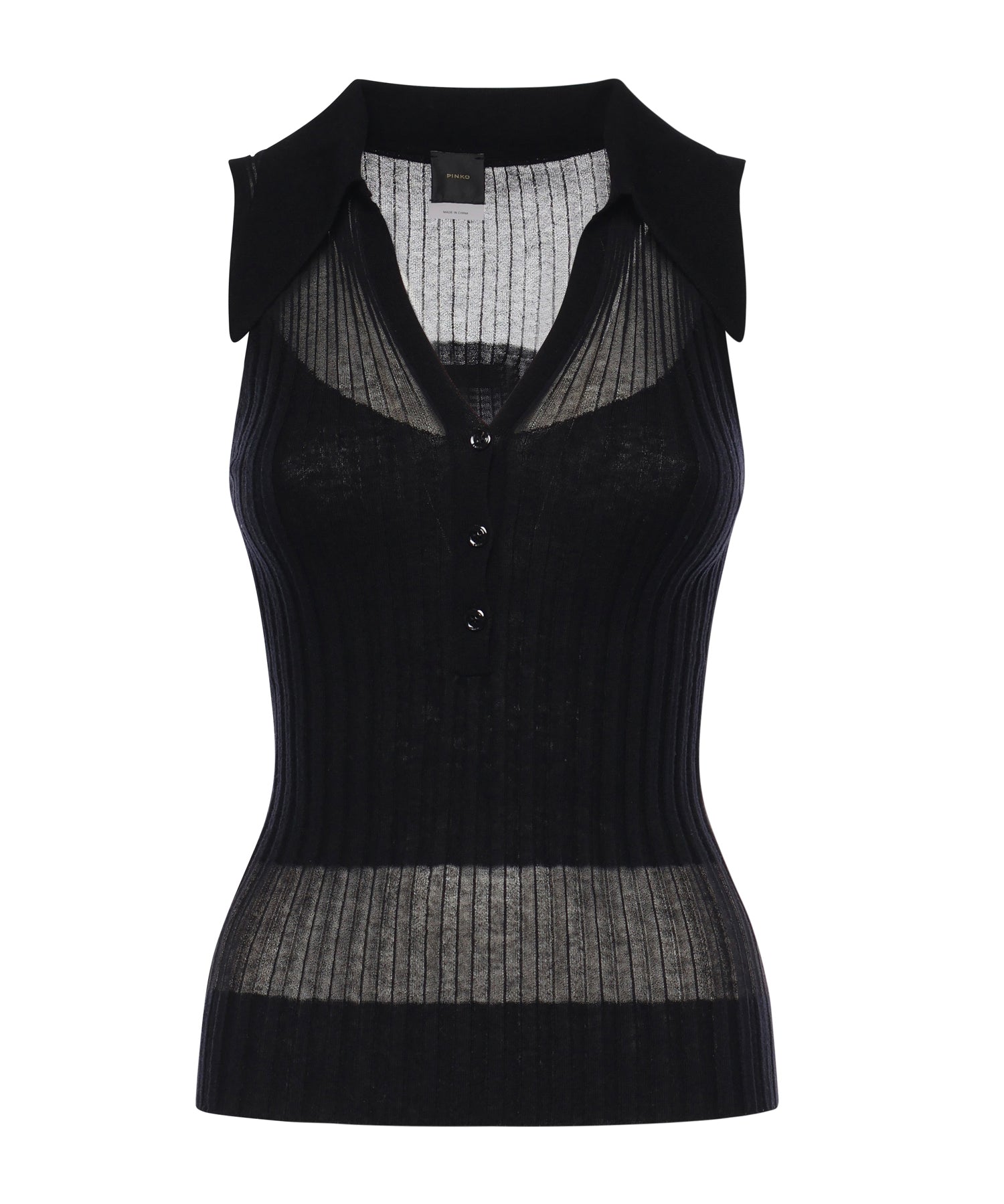 Canotta a polo in maglia a coste 106318 A34BZ99 PINKO 