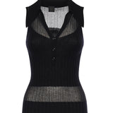 Canotta a polo in maglia a coste 106318 A34BZ99 PINKO 