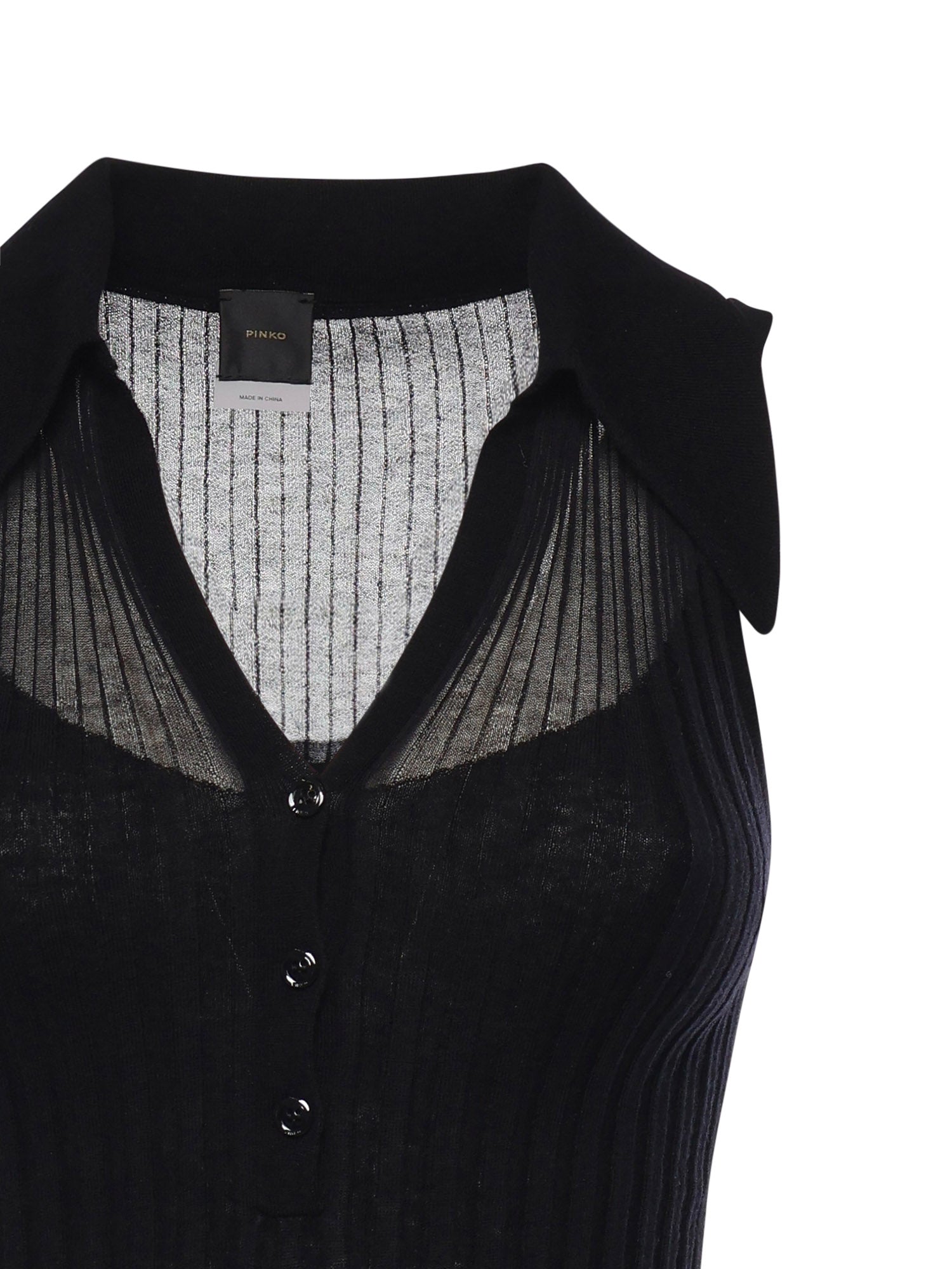 Canotta a polo in maglia a coste 106318 A34BZ99 PINKO 