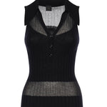 Canotta a polo in maglia a coste 106318 A34BZ99 PINKO 