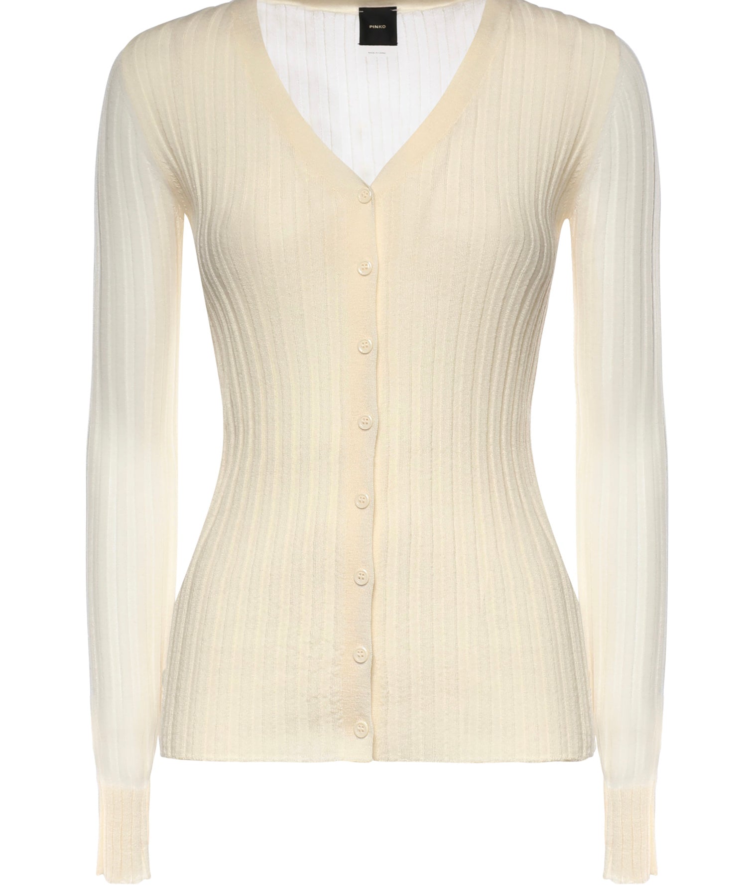 Cardigan in maglia leggera a coste 106321 A34BC14 PINKO 