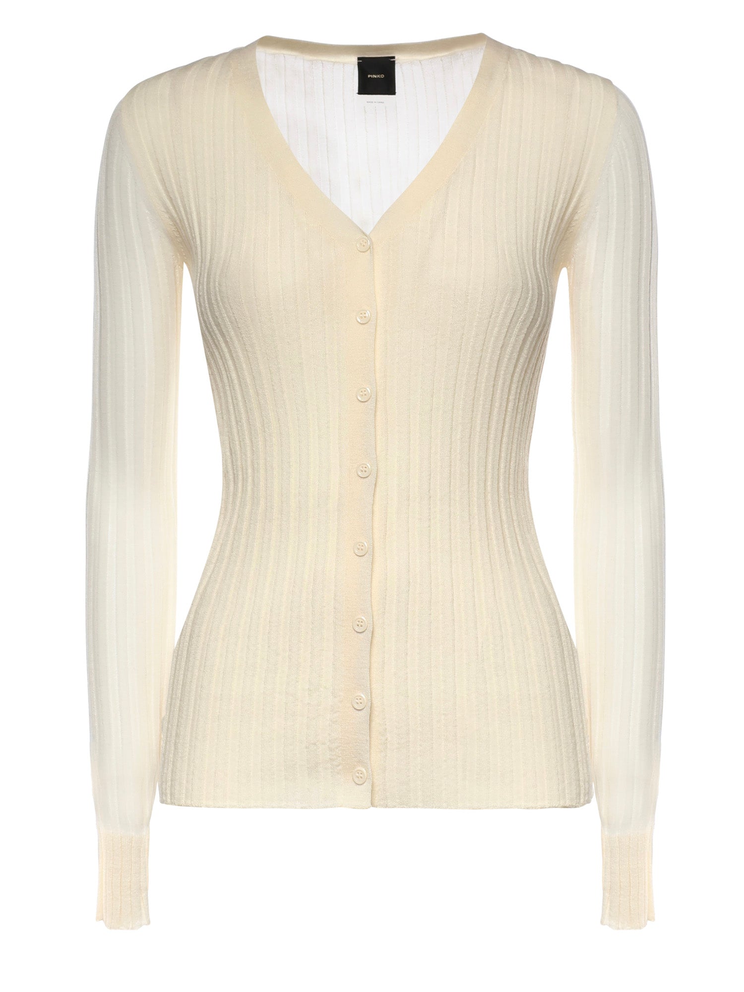 Cardigan in maglia leggera a coste 106321 A34BC14 PINKO 