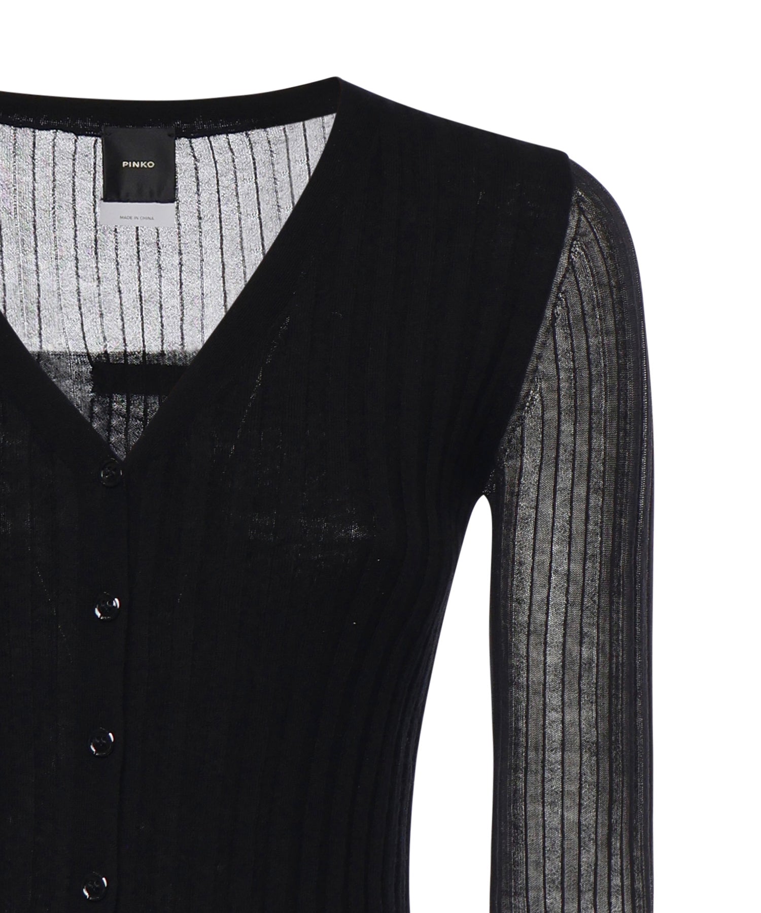 Cardigan in maglia leggera a coste 106321 A34BZ99 PINKO 