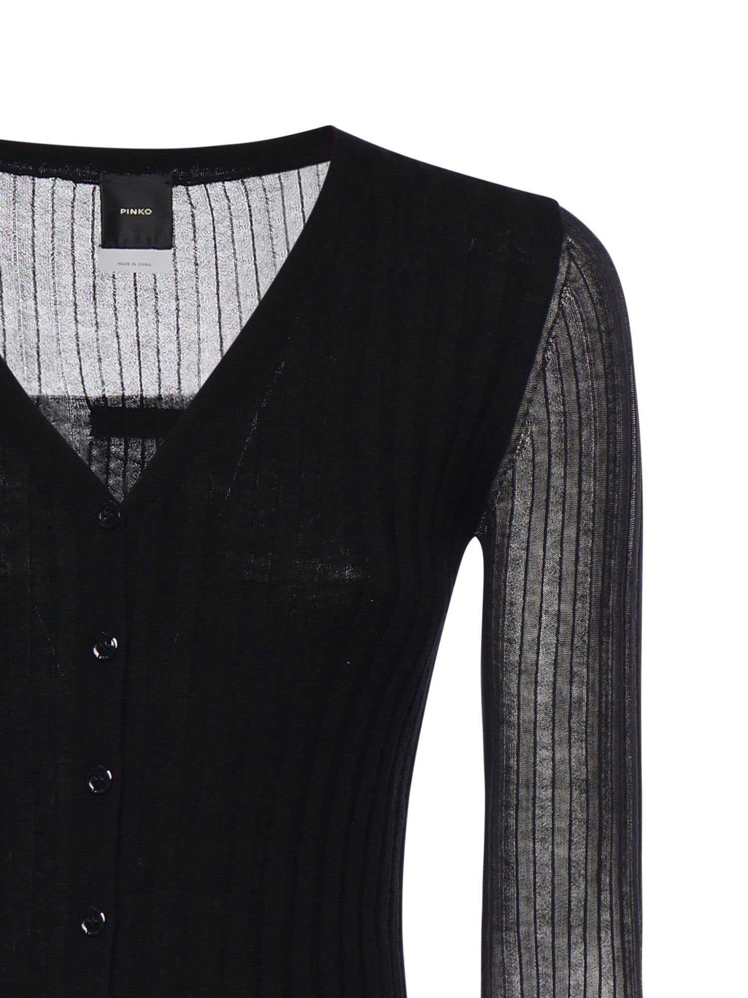 Cardigan in maglia leggera a coste 106321 A34BZ99 PINKO 