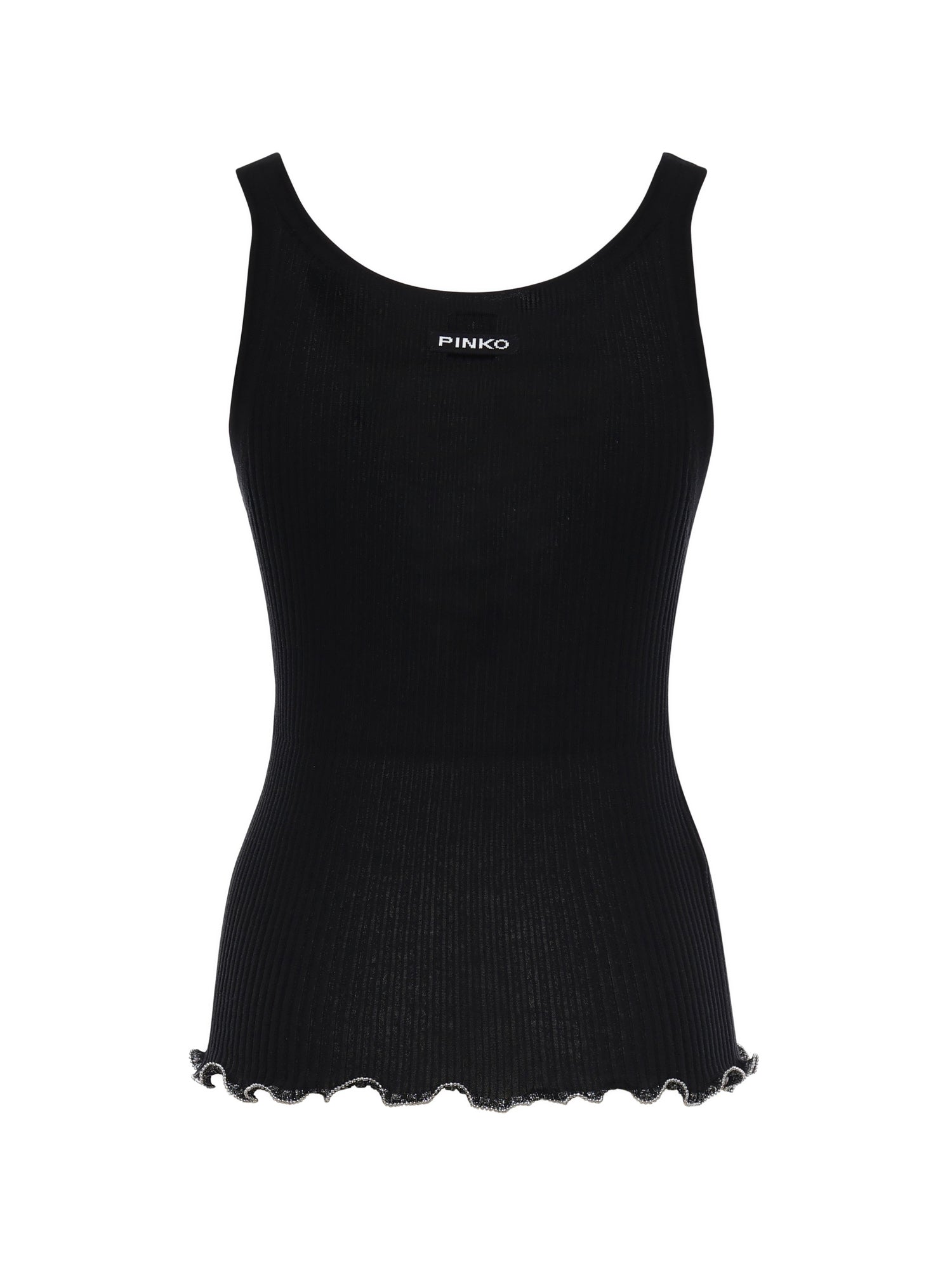 Top a costine con logo 106323 A343Z99 PINKO 