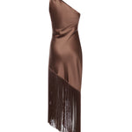 Abito in satin con frange 106352 A33DL50 PINKO 
