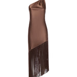 Abito in satin con frange 106352 A33DL50 PINKO 