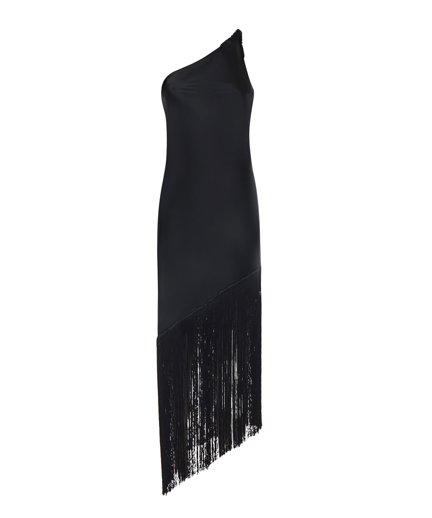 Abito in satin con frange 106352 A33DZ99 PINKO 