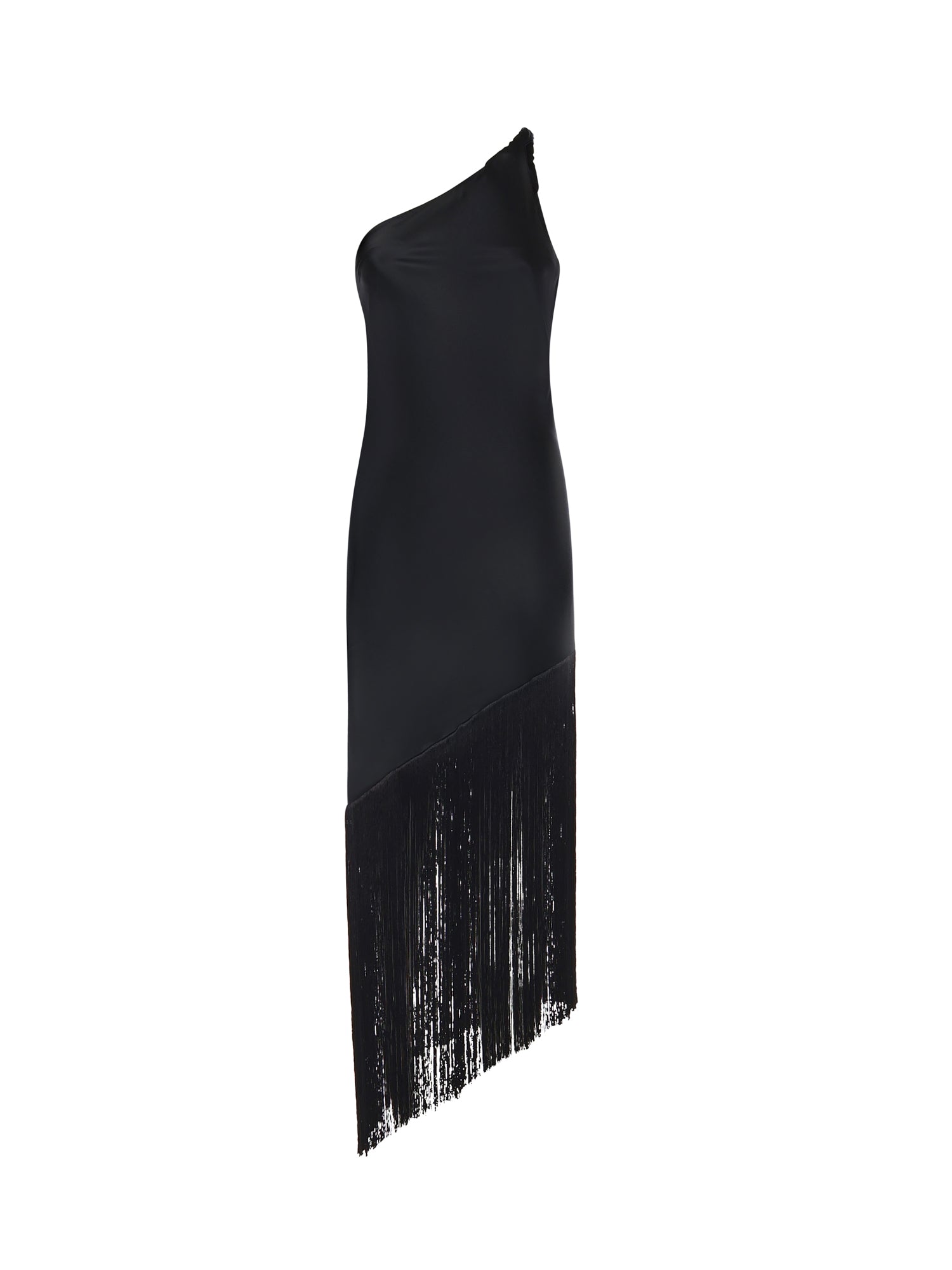 Abito in satin con frange 106352 A33DZ99 PINKO 