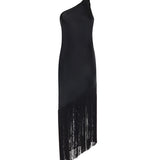 Abito in satin con frange 106352 A33DZ99 PINKO 