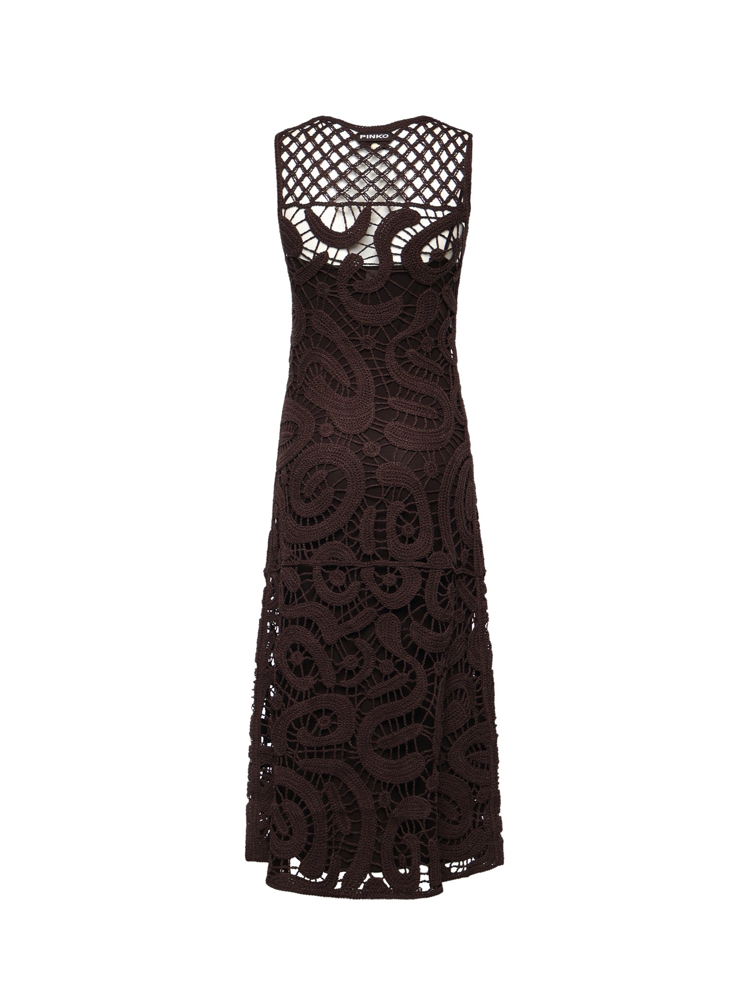 Abito midi senza maniche in crochet geometrico 106361 A354M05 PINKO 