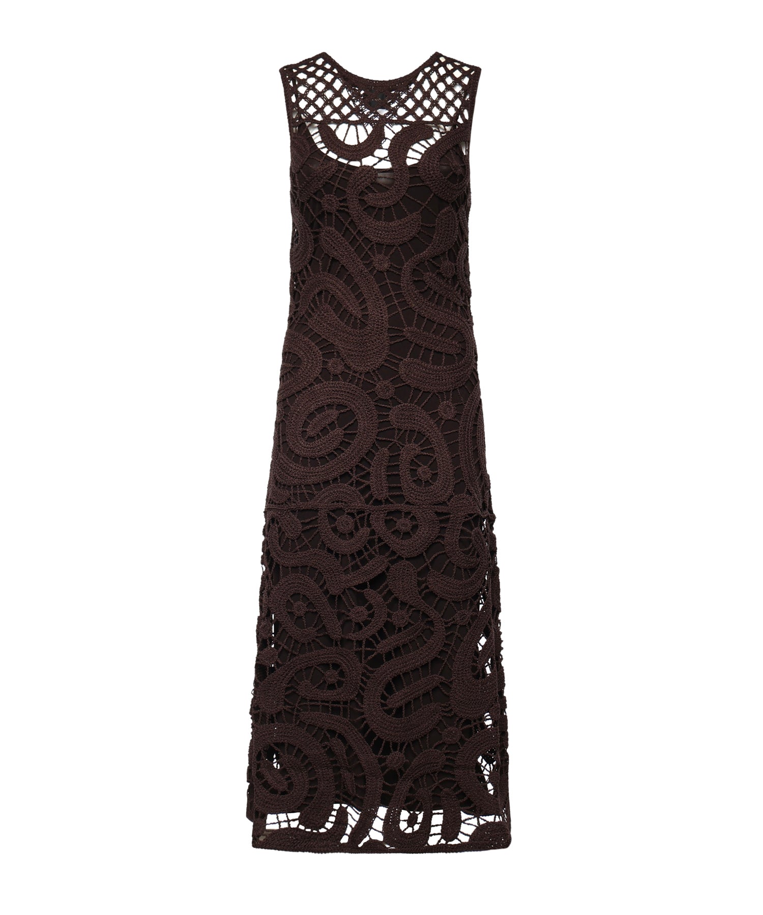 Abito midi senza maniche in crochet geometrico 106361 A354M05 PINKO 
