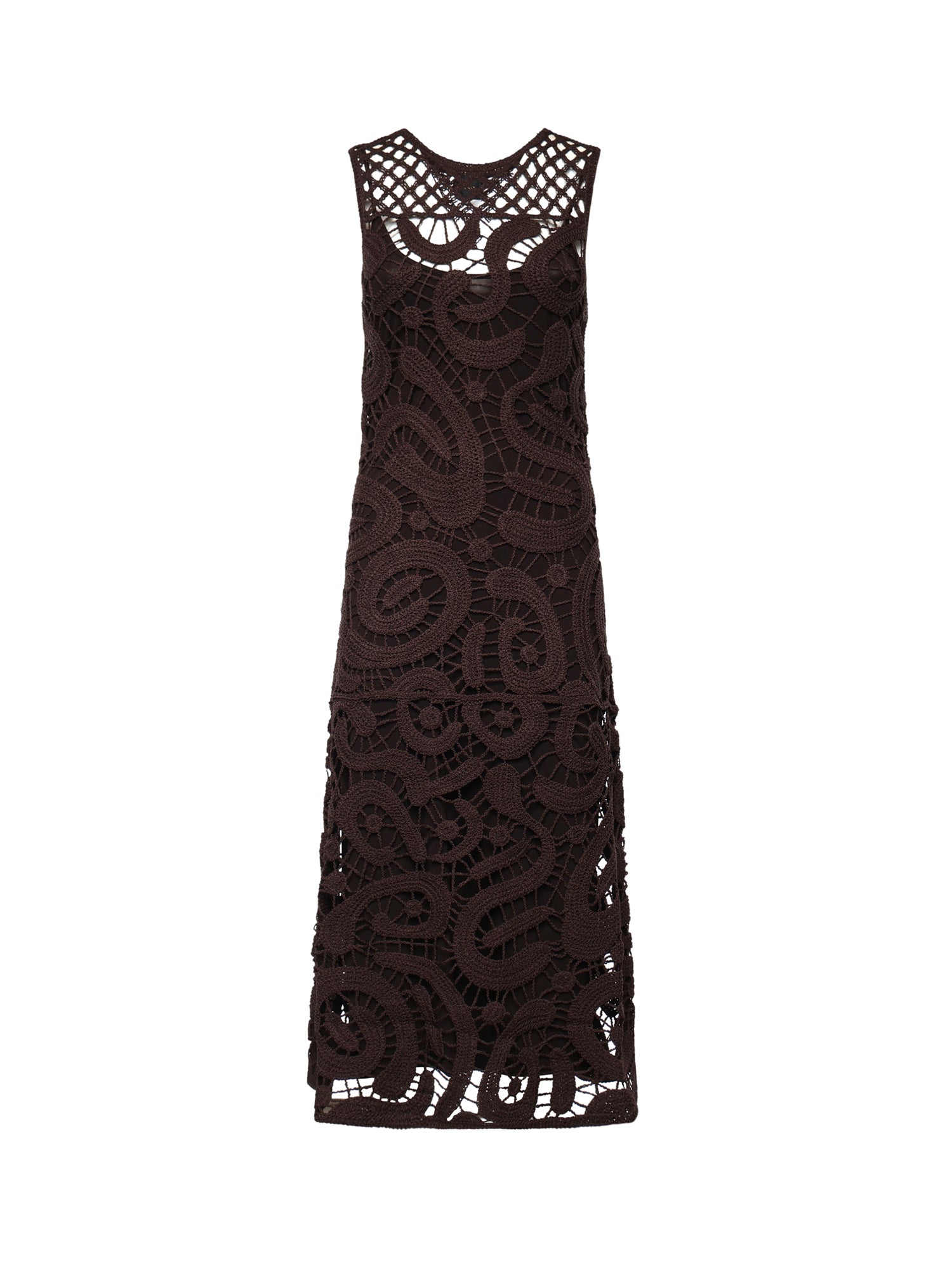 Abito midi senza maniche in crochet geometrico 106361 A354M05 PINKO 
