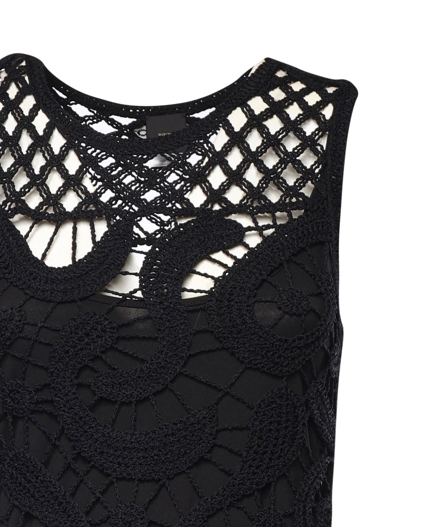 Abito midi senza maniche in crochet geometrico 106361 A354Z99 PINKO 