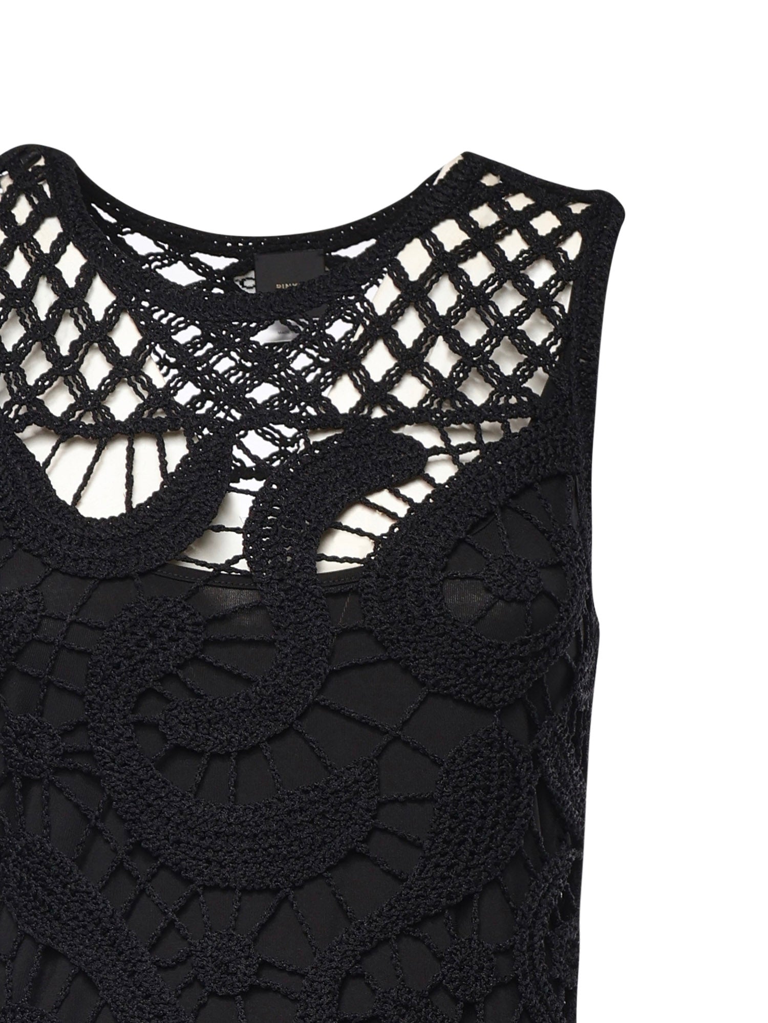 Abito midi senza maniche in crochet geometrico 106361 A354Z99 PINKO 