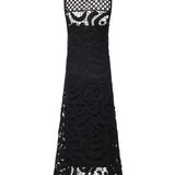 Abito midi senza maniche in crochet geometrico 106361 A354Z99 PINKO 