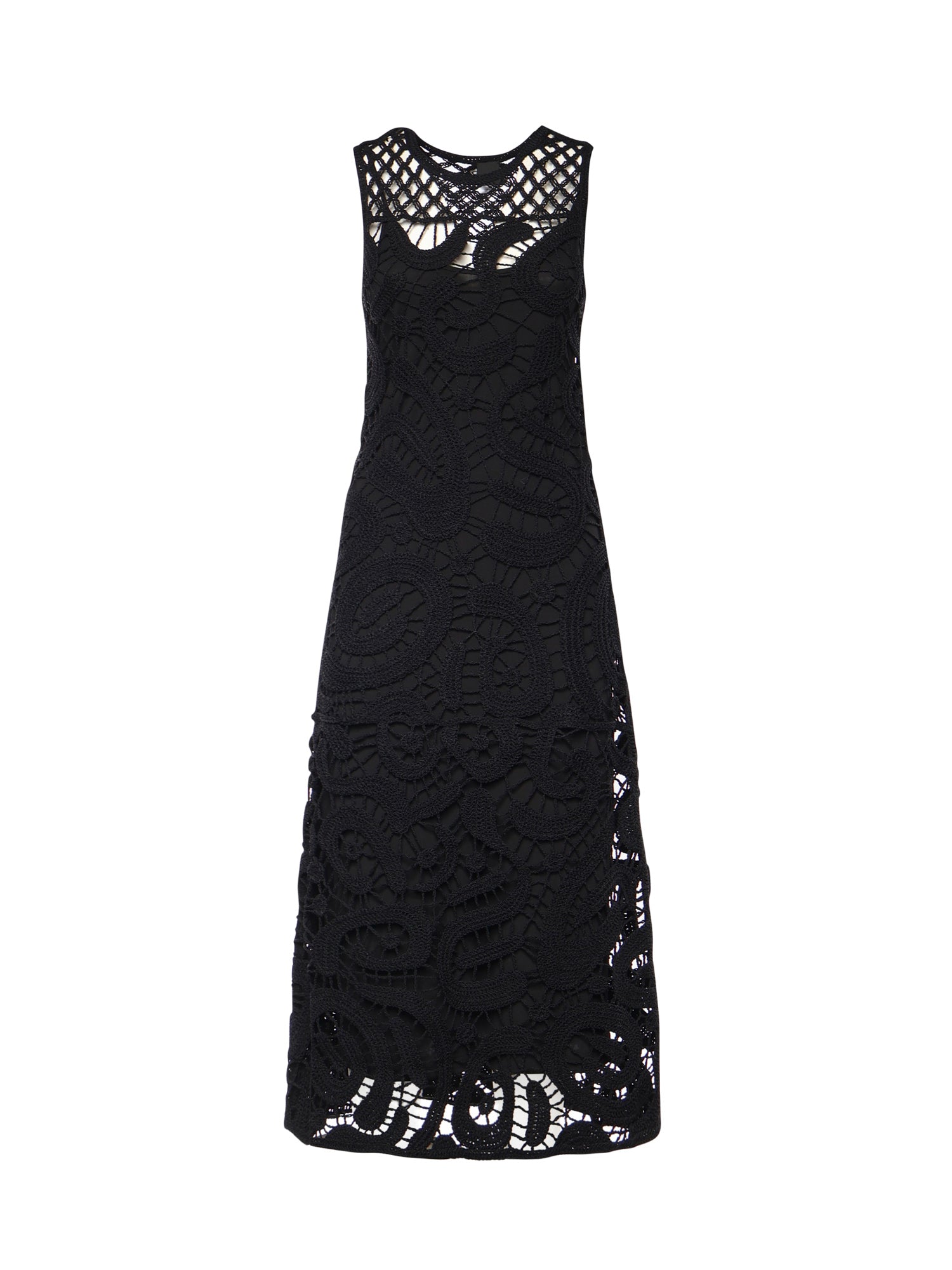 Abito midi senza maniche in crochet geometrico 106361 A354Z99 PINKO 