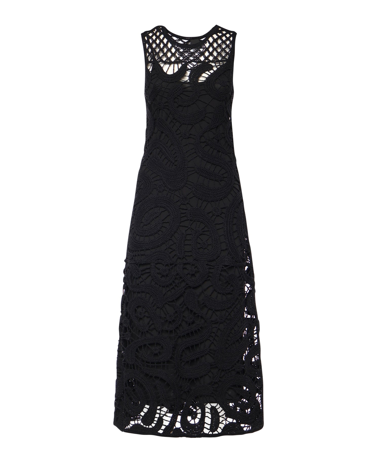 Abito midi senza maniche in crochet geometrico 106361 A354Z99 PINKO 