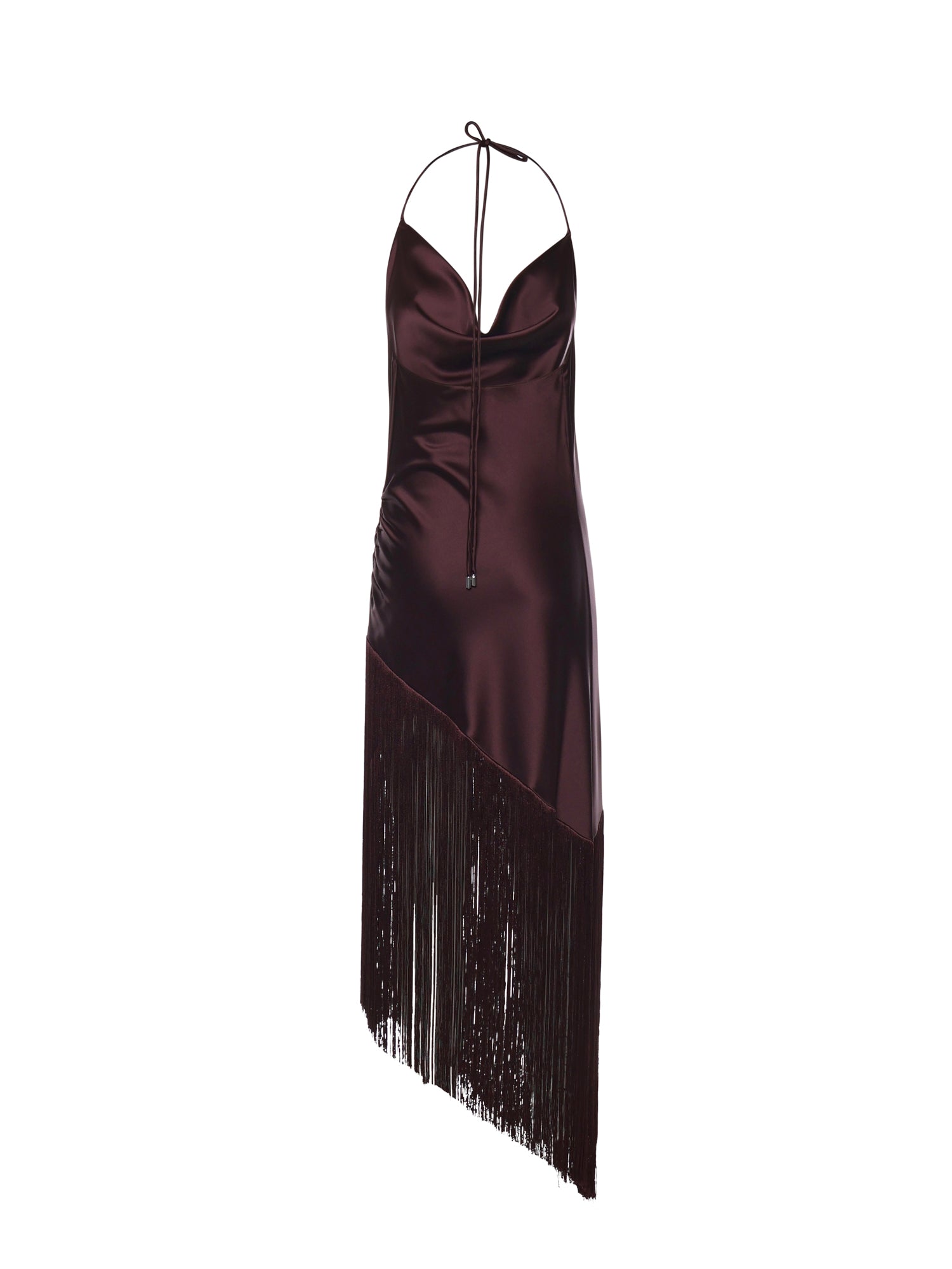 Abito asimmetrico in satin con frange 106430 A33DR57 PINKO 