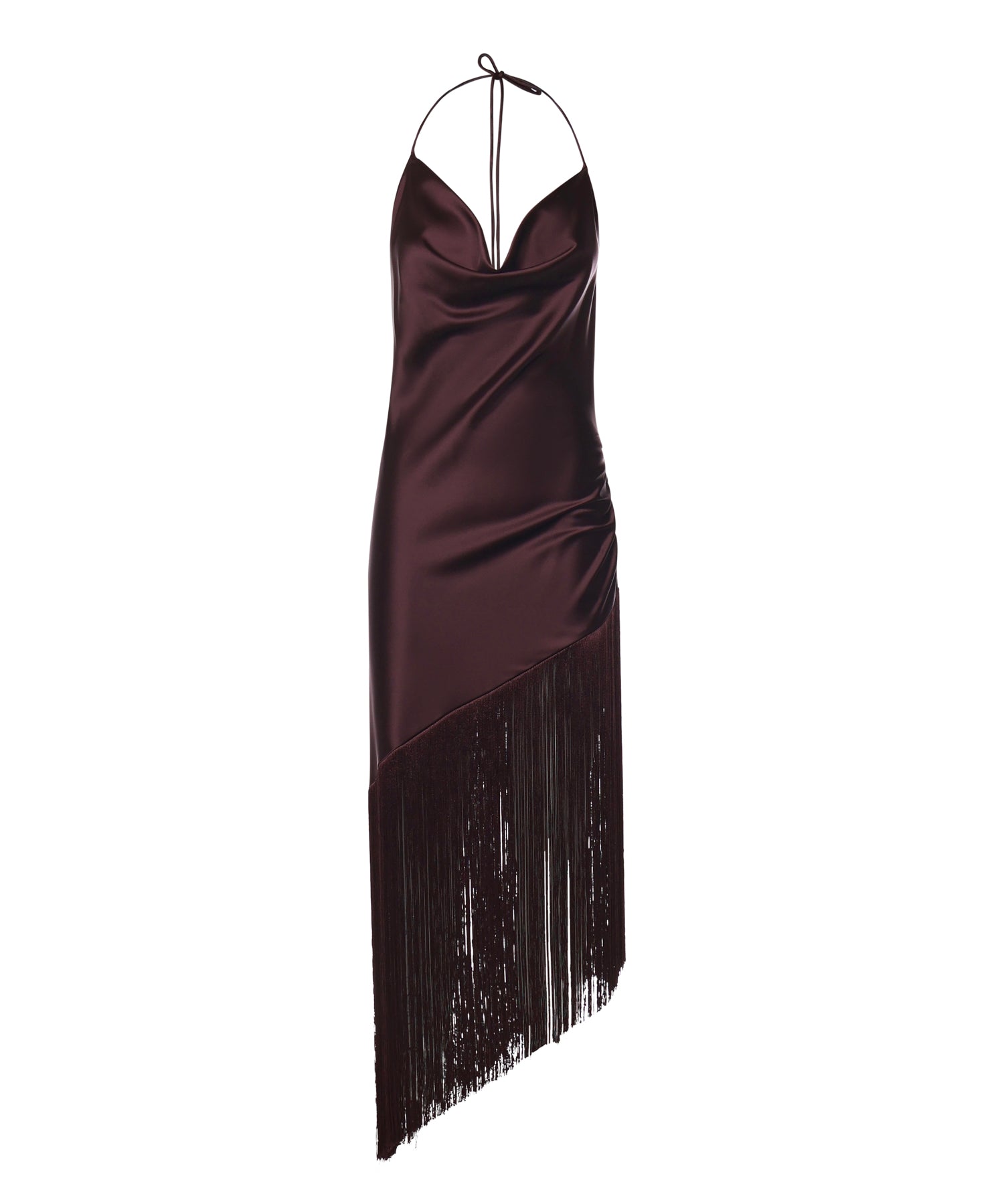 Abito asimmetrico in satin con frange 106430 A33DR57 PINKO 