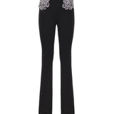 Pantaloni con rose gioiello ricamate 106445 A31PZ99 PINKO 