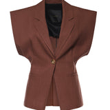 Giacca smanicata effetto rustico 106509 A2W6L78 PINKO 