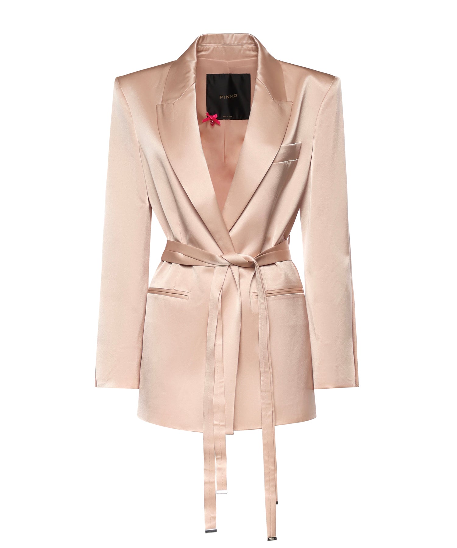 Giacca in satin con cintura 106589 A1Y5Q35 PINKO 