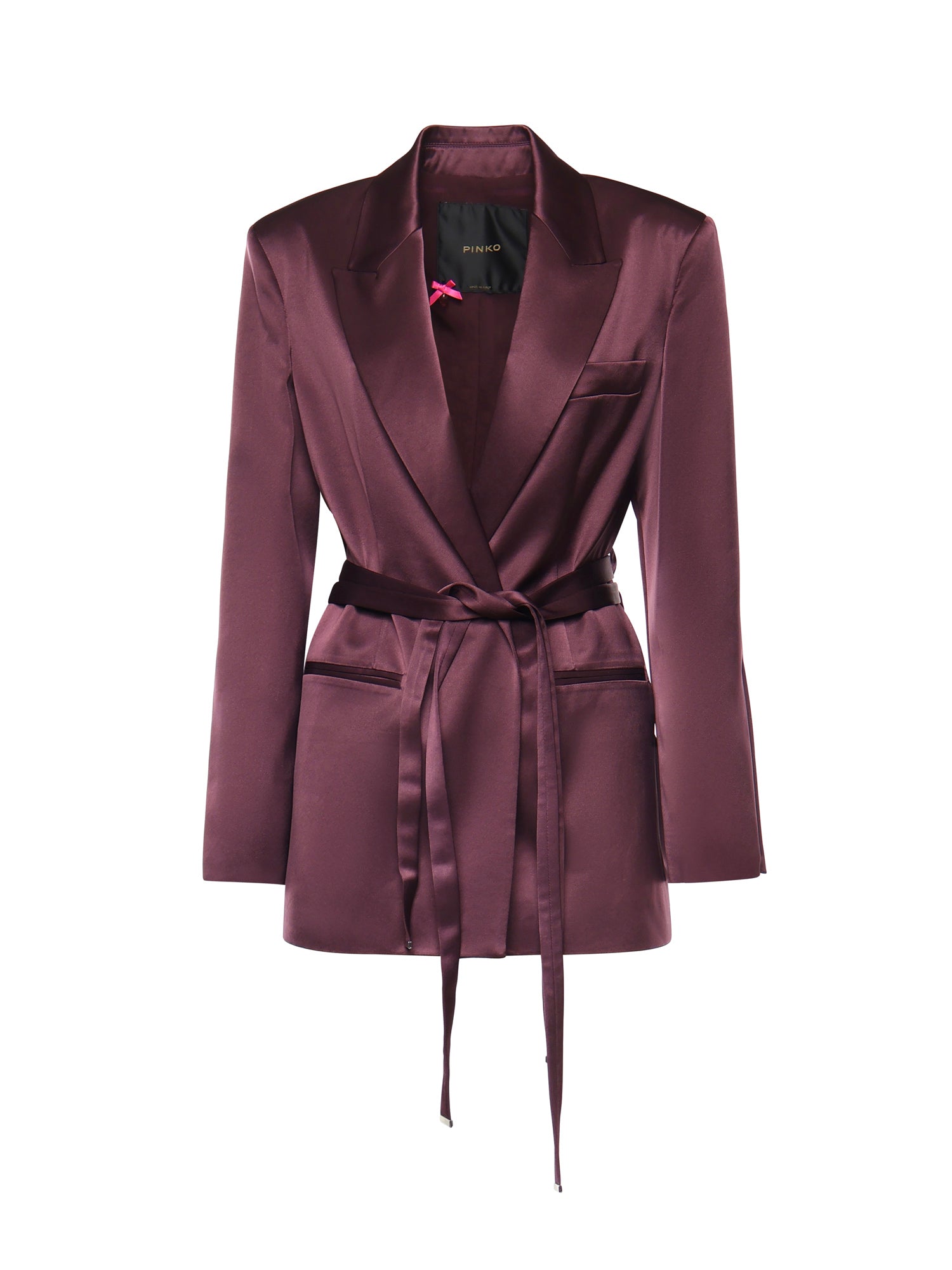 Giacca in satin con cintura 106589 A1Y5R57 PINKO 