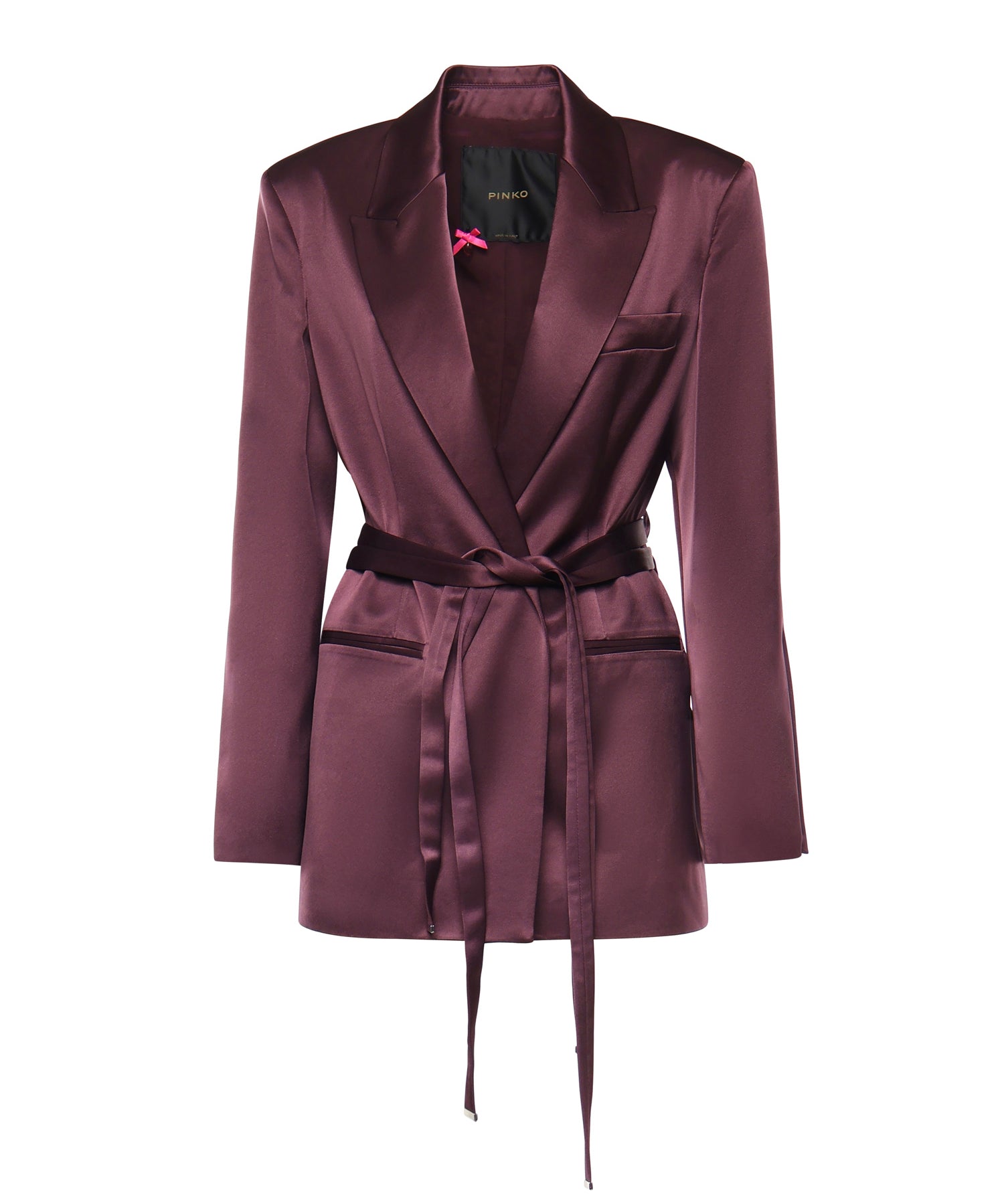 Giacca in satin con cintura 106589 A1Y5R57 PINKO 