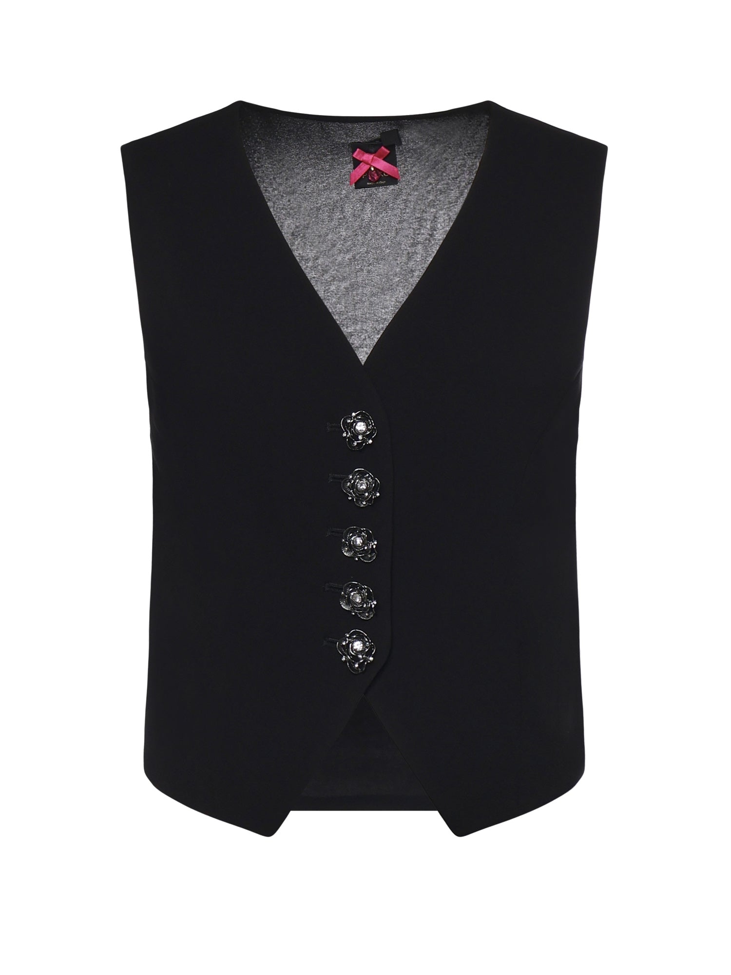 Gilet con bottoni rose gioiello 106593 A2Q2Z99 PINKO 