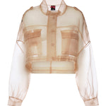 Caban cropped in organza di pura seta 106603 A2DJQ35 PINKO 