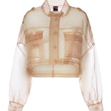 Caban cropped in organza di pura seta 106603 A2DJQ35 PINKO 