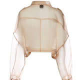 Caban cropped in organza di pura seta 106603 A2DJQ35 PINKO 