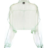 Caban cropped in organza di pura seta 106603 A2DJT14 PINKO 