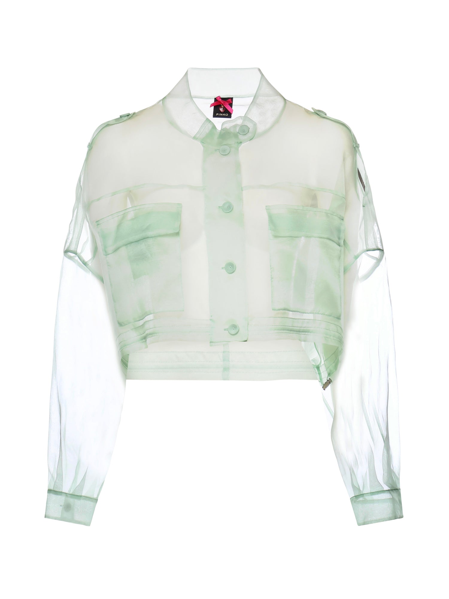 Caban cropped in organza di pura seta 106603 A2DJT14 PINKO 