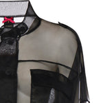 Caban cropped in organza di pura seta 106603 A2DJZ99 PINKO 