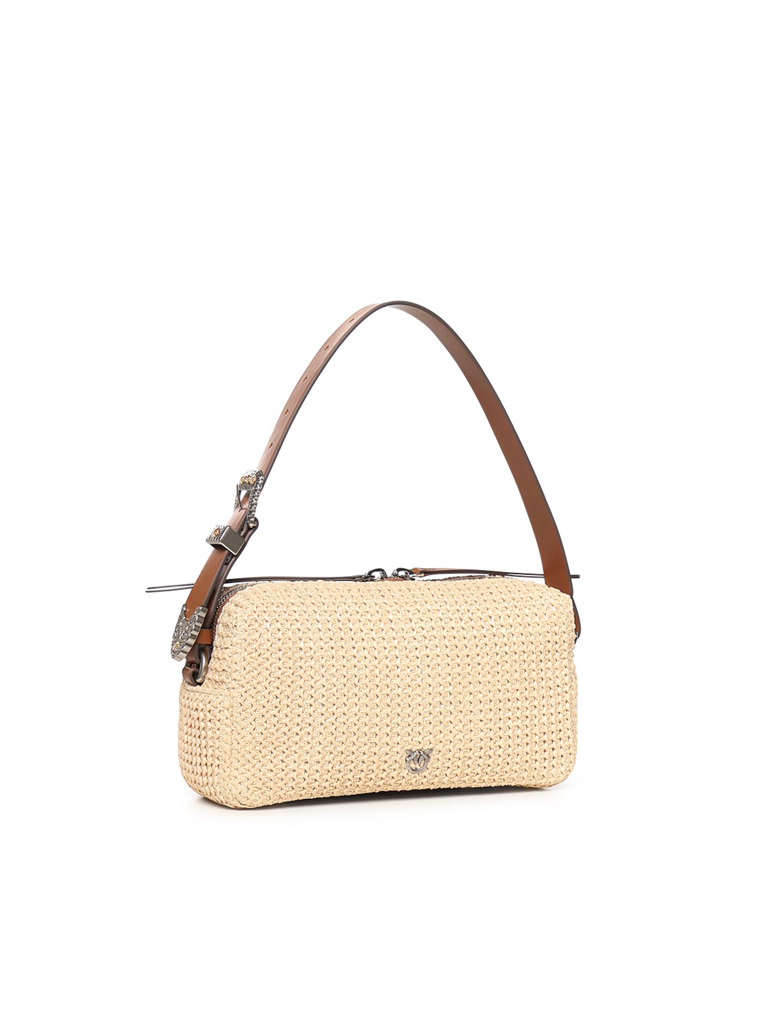 Borsa a spalla in rafia con logo 106661 A391HH2O PINKO 
