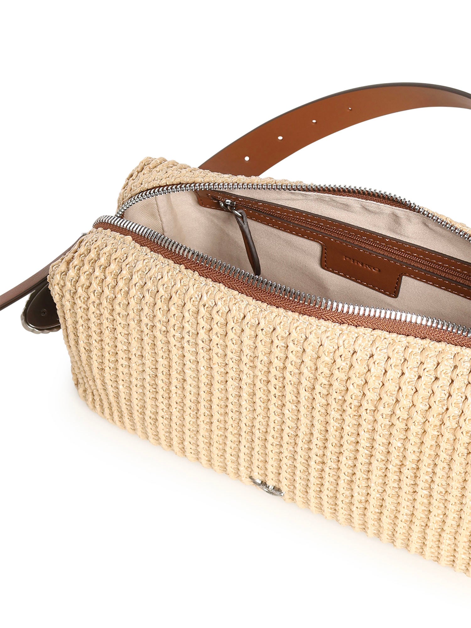 Borsa a spalla in rafia con logo 106661 A391HH2O PINKO