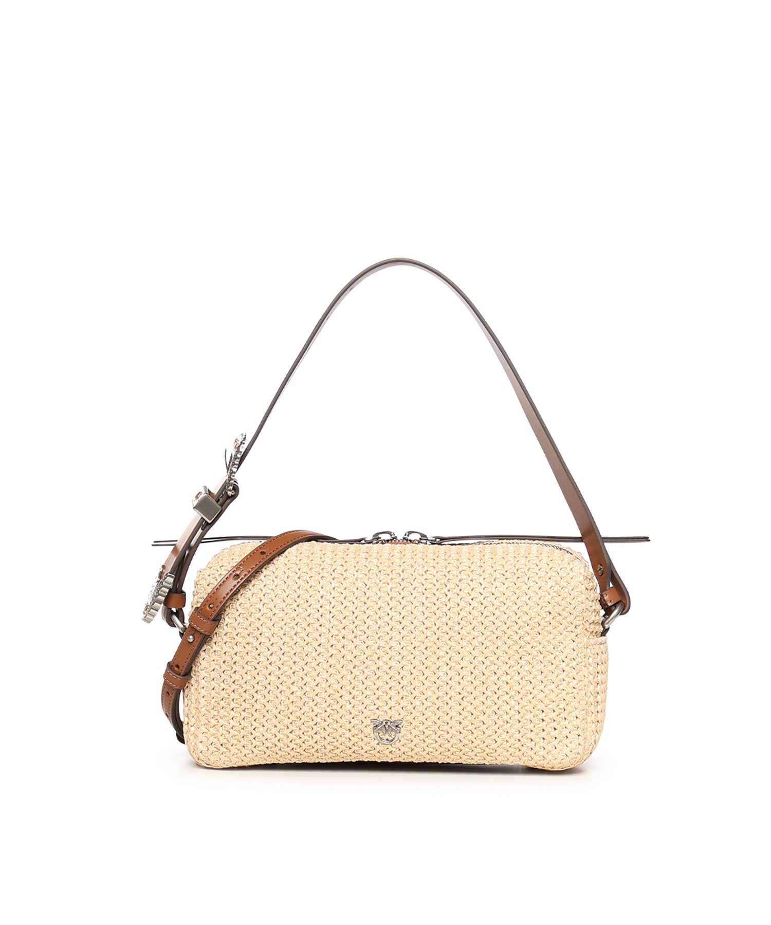 Borsa a spalla in rafia con logo 106661 A391HH2O PINKO 