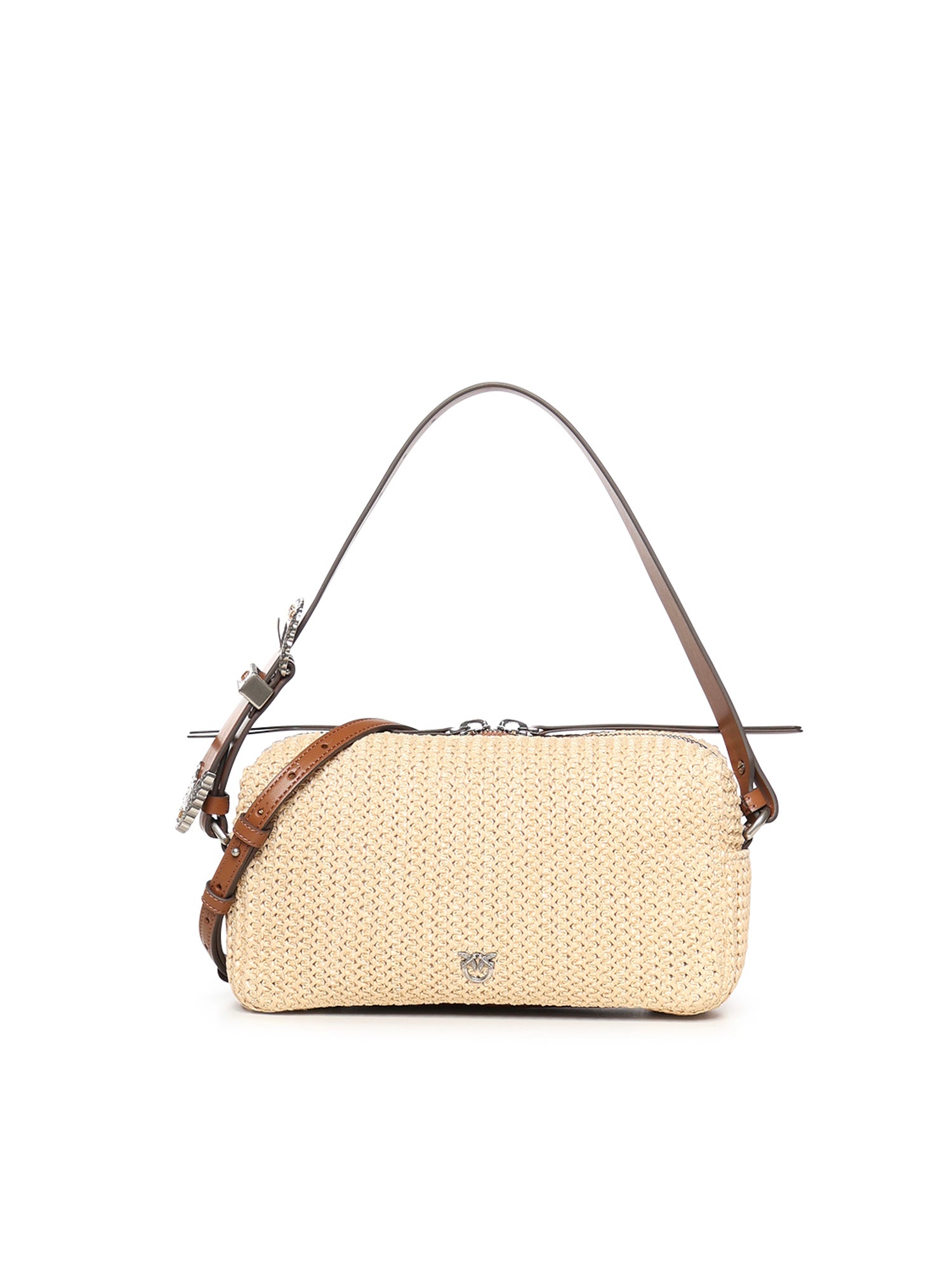 Borsa a spalla in rafia con logo 106661 A391HH2O PINKO 