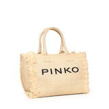 Borsa shopper media Beach in rafia con logo e nappine 106673 A39YHZ3Q PINKO 