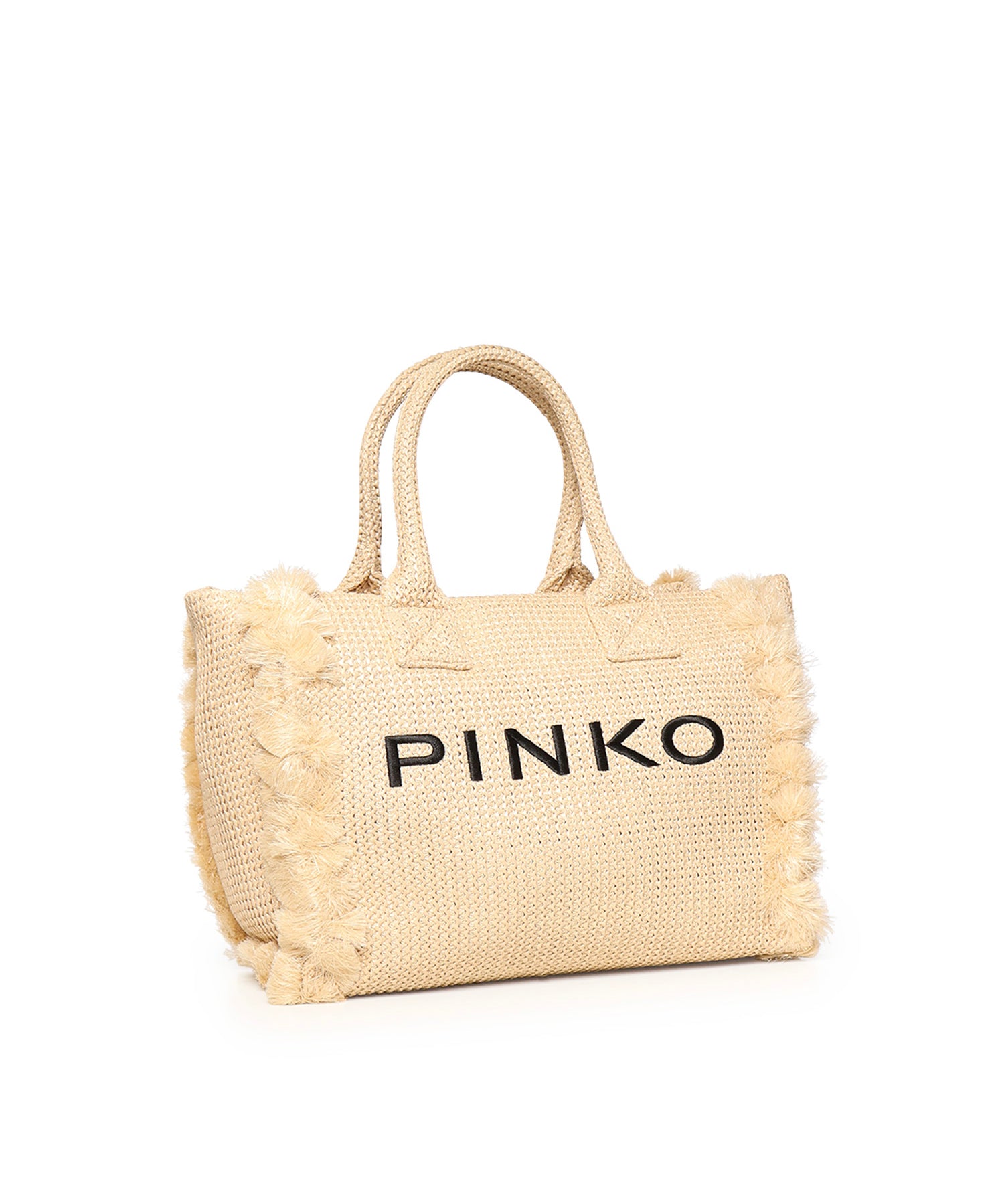 Borsa shopper media Beach in rafia con logo e nappine 106673 A39YHZ3Q PINKO 