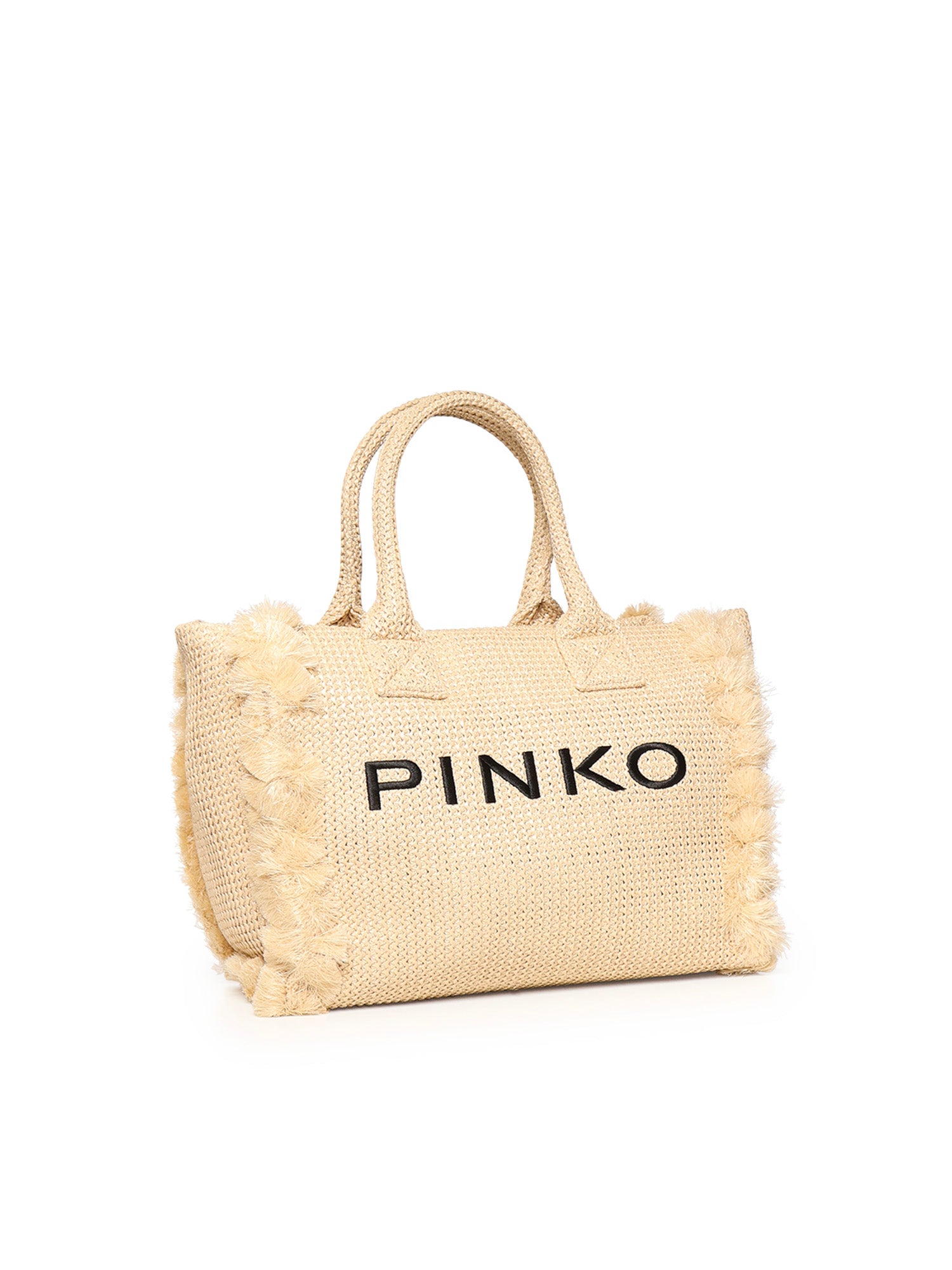 Borsa shopper media Beach in rafia con logo e nappine 106673 A39YHZ3Q PINKO 