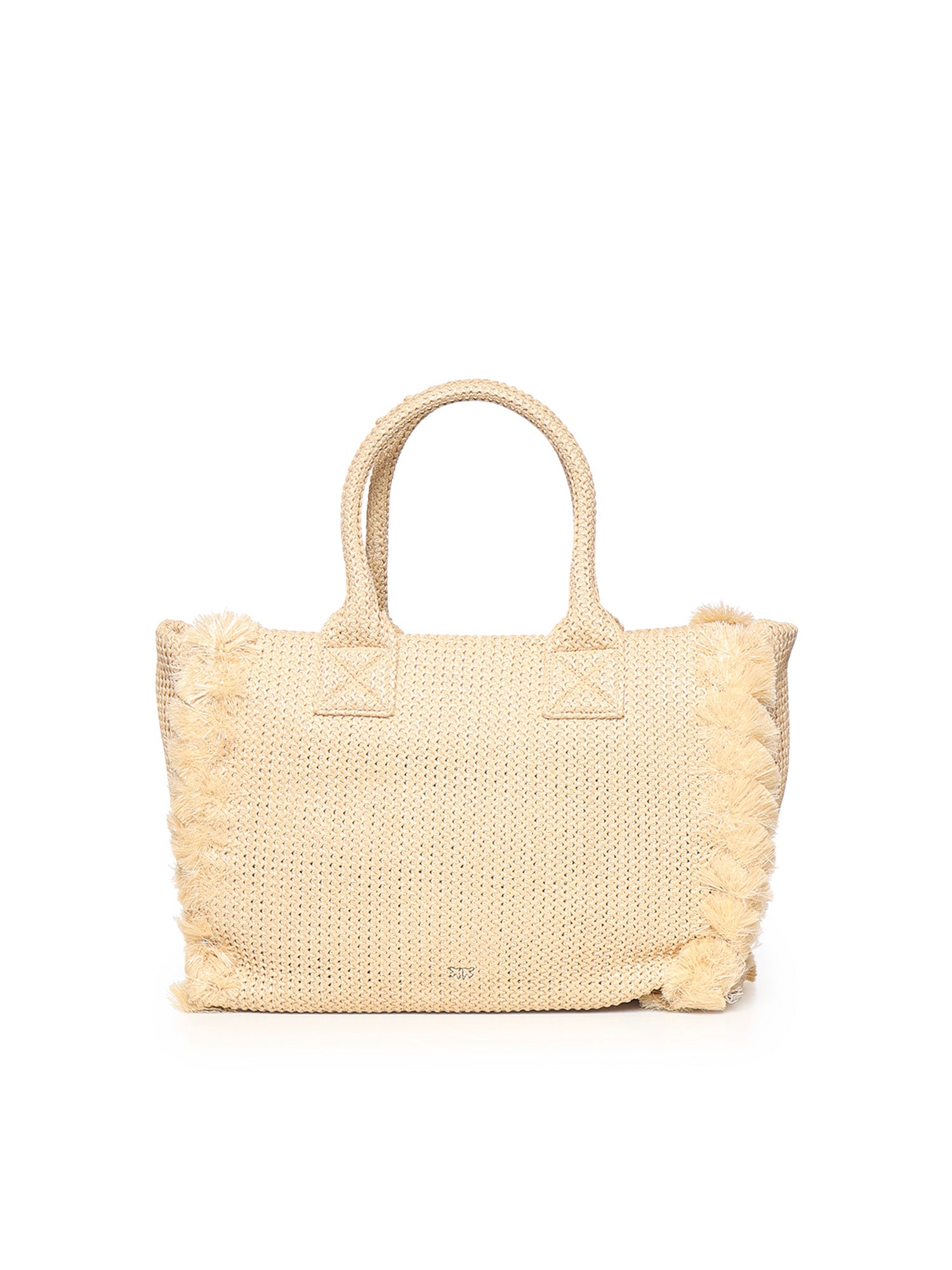 Borsa shopper media Beach in rafia con logo e nappine 106673 A39YHZ3Q PINKO 
