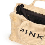 Borsa shopper media Beach in rafia con logo e nappine 106673 A39YHZ3Q PINKO 
