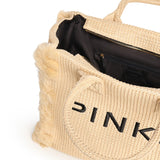Borsa shopper media Beach in rafia con logo e nappine 106673 A39YHZ3Q PINKO 