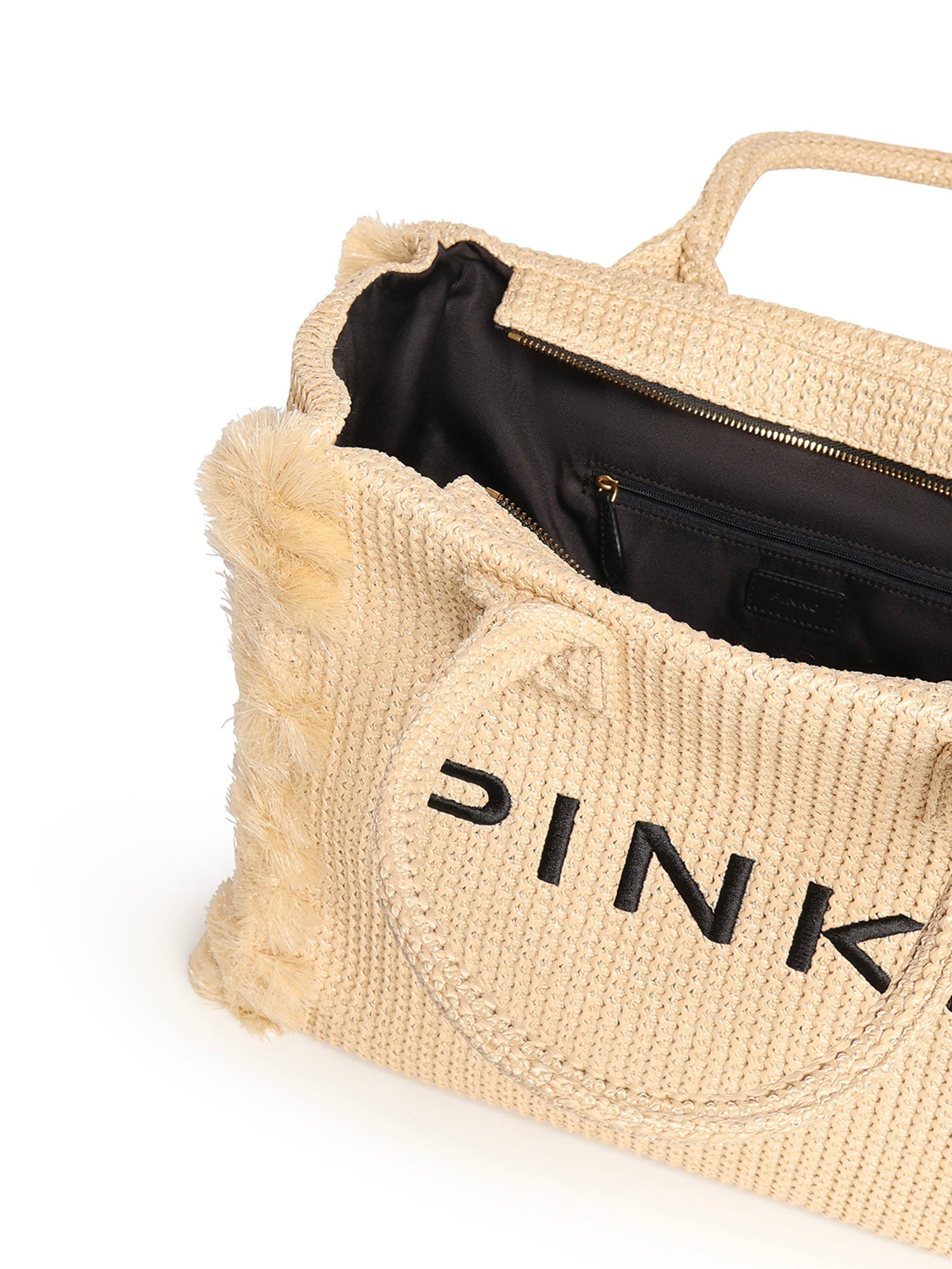 Borsa shopper media Beach in rafia con logo e nappine 106673 A39YHZ3Q PINKO 