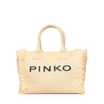 Borsa shopper media Beach in rafia con logo e nappine 106673 A39YHZ3Q PINKO 